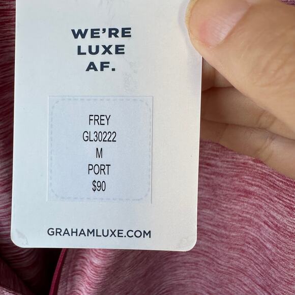 NWT Graham Luxe Mens Port Red Performance Quarter Zip Pullover Shirt Medium - Picture 6 of 7